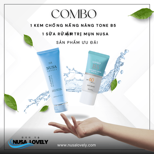Combo Kem Chống Nắng B5 + Sữa Rửa Mặt Trị Mụn Nusa Lovely - Nusa Lovely Việt Nam